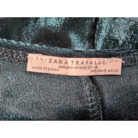 Zara Y2k Suede Flower Embroidered Lace Forest Green Dress - Picture 8 of 8